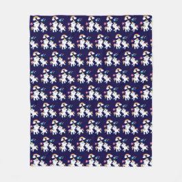 Cute Dancing Unicorns Magic Rainbow & Stars Fleecefilt