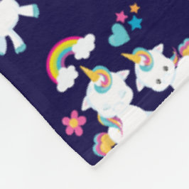 Cute Dancing Unicorns Magic Rainbow & Stars Fleecefilt