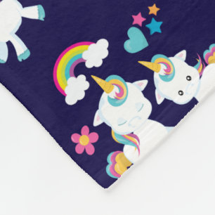 Cute Dancing Unicorns Magic Rainbow & Stars Fleecefilt