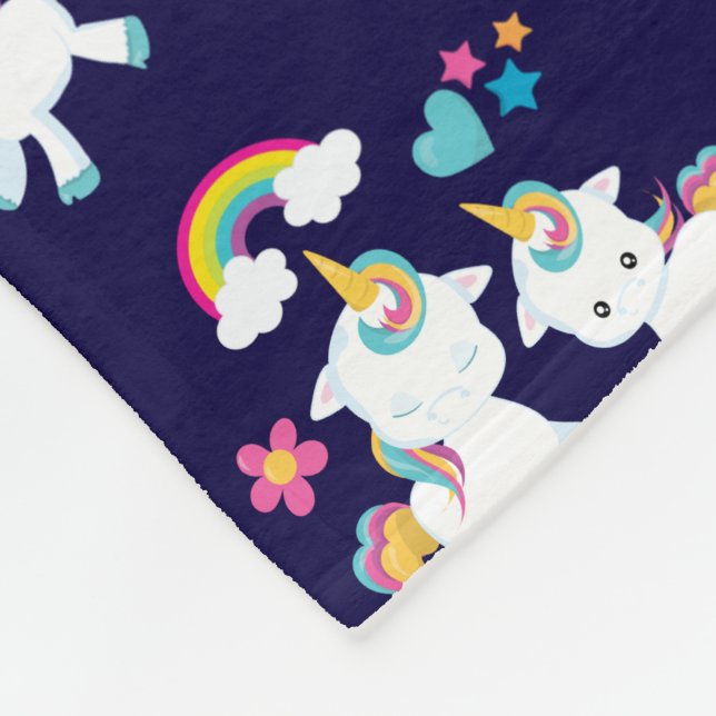 Cute Dancing Unicorns Magic Rainbow & Stars Fleecefilt (Hörn)