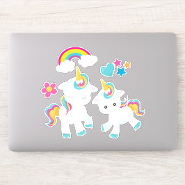 Cute Dancing Unicorns Magic Rainbow & Stars Klistermärken