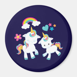 Cute Dancing Unicorns Magic Rainbow & Stars Magnet