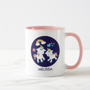 Cute Dancing Unicorns Magic Rainbow & Stars Mugg