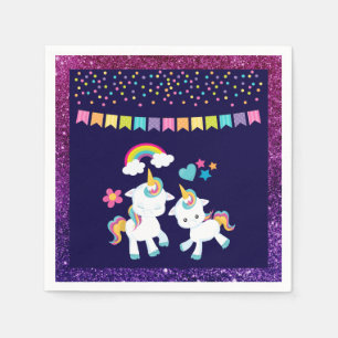 Cute Dancing Unicorns Magic Rainbow & Stars Pappersservett