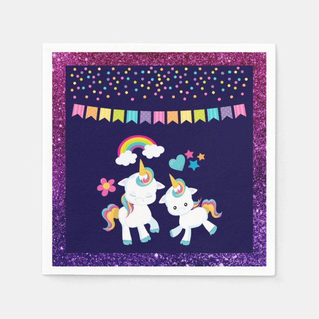 Cute Dancing Unicorns Magic Rainbow & Stars Pappersservett (Framsidan)