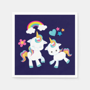 Cute Dancing Unicorns Magic Rainbow & Stars Pappersservett
