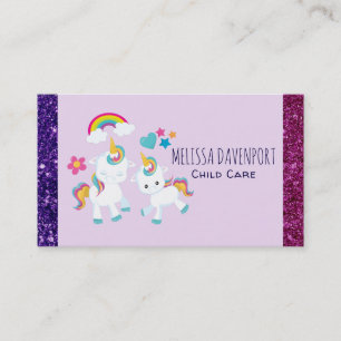 Cute Dancing Unicorns Magic Rainbow & Stars Visitkort