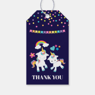 Cute Dancing Unicorns Magic Rainbow Tack Presentetikett