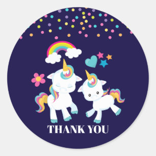 Cute Dancing Unicorns Magic Rainbow Tack Runt Klistermärke