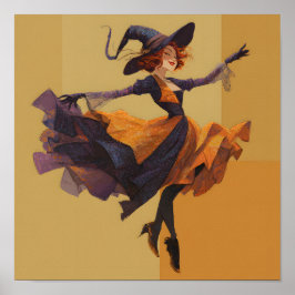 Cute Dancing Witch Poster