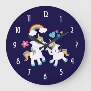 Cute Dancorns Magic Rainbow & Stars Stor Klocka