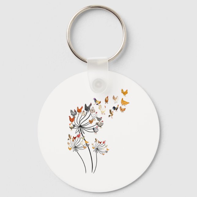 Cute Dandelion Chickens Lover Shirts For Women Gir Nyckelring (Framsida)