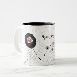 Cute Dandelion Hedgehog Heart Två-Tonad Mugg
