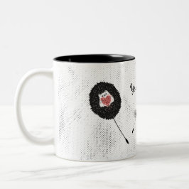 Cute Dandelion Hedgehog Heart Två-Tonad Mugg