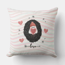 Cute Dandelion Hedgehog Rosa Heart Kudde