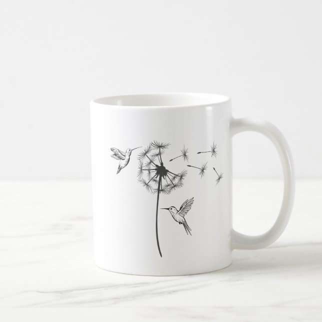 Cute Dandelion Hummingbird, Nature Älskare Kaffemugg (Höger)