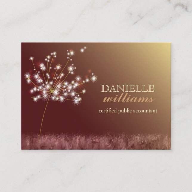 Cute Dandelions Brown & Guld Visitkort (Framsida)