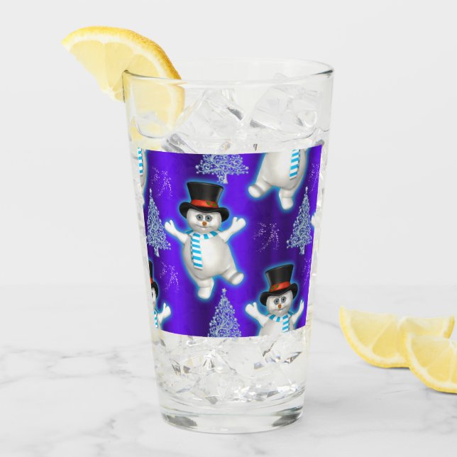 Cute Danking Snögubbars jul Blue Glaskopp (Framsida Ice)