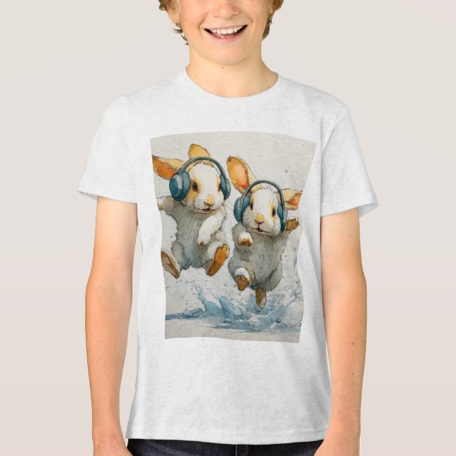 Cute Dannies med hörlurar Kids T-Shirt (Framsida)