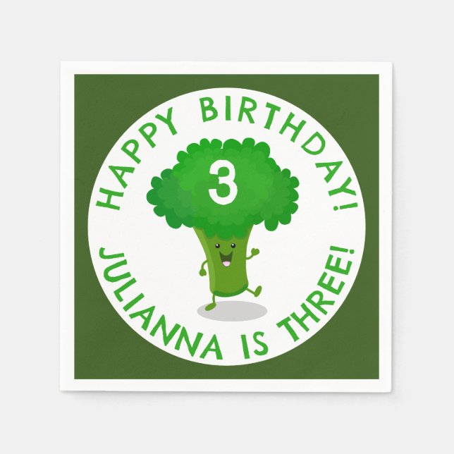 Cute dans broccoli-personlig födelsedag pappersservett (Framsidan)
