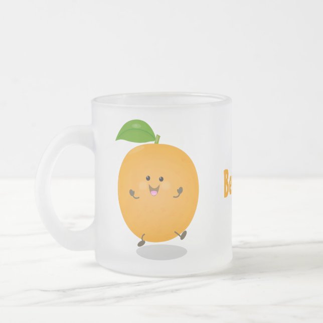 Cute dans orange citrus frostad glasmugg (Vänster)