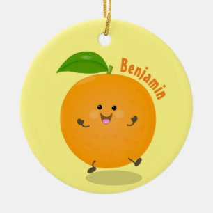 Cute dans orange citrus julgransprydnad keramik