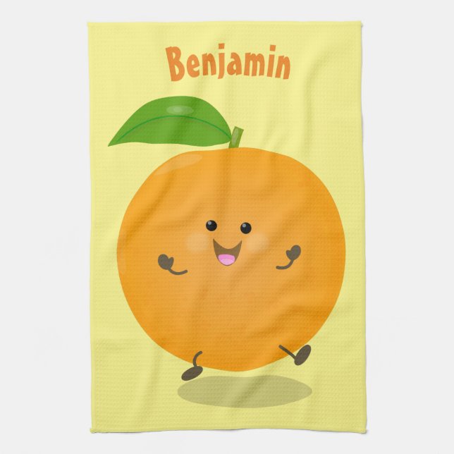 Cute dans orange citrus kökshandduk (Vertikal)