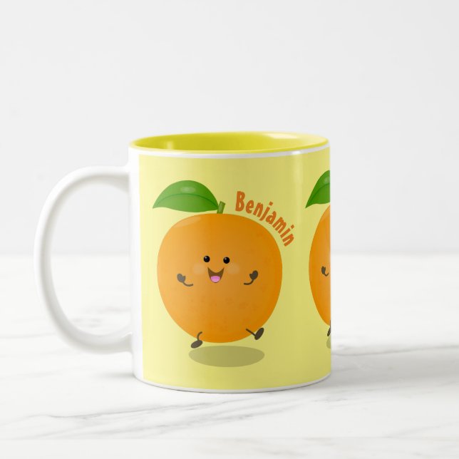 Cute dans orange citrus Två-Tonad mugg (Vänster)
