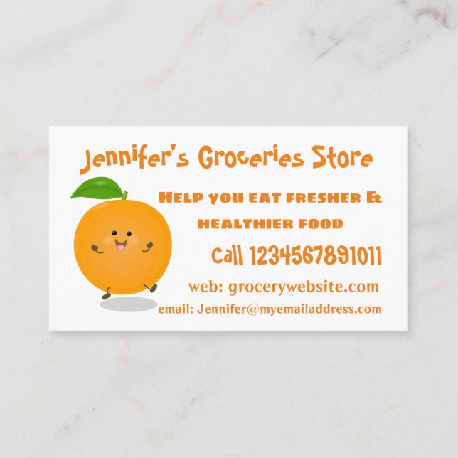 Cute dans orange citrus visitkort (Framsida)