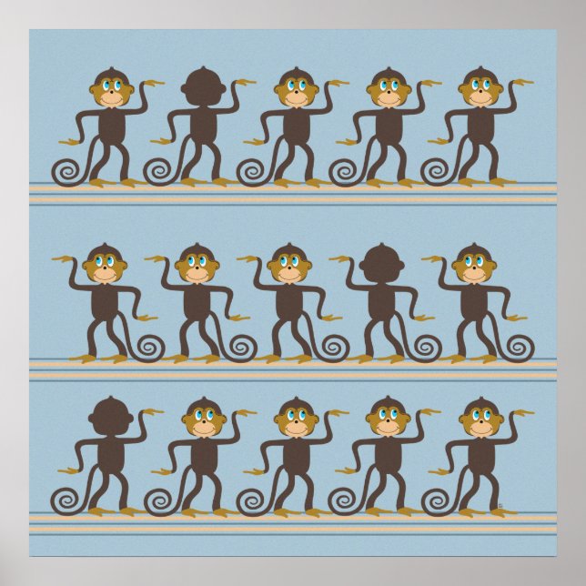 Cute dans safari mönster, pojkens rum poster (Framsidan)