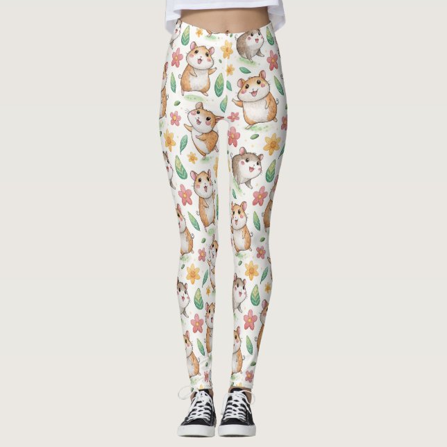 Cute dansk hamster mönster leggings (Framsida)