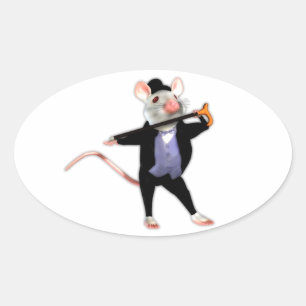 Cute Dapper Mouse, den danserande Tecknaden Mouse Ovalt Klistermärke