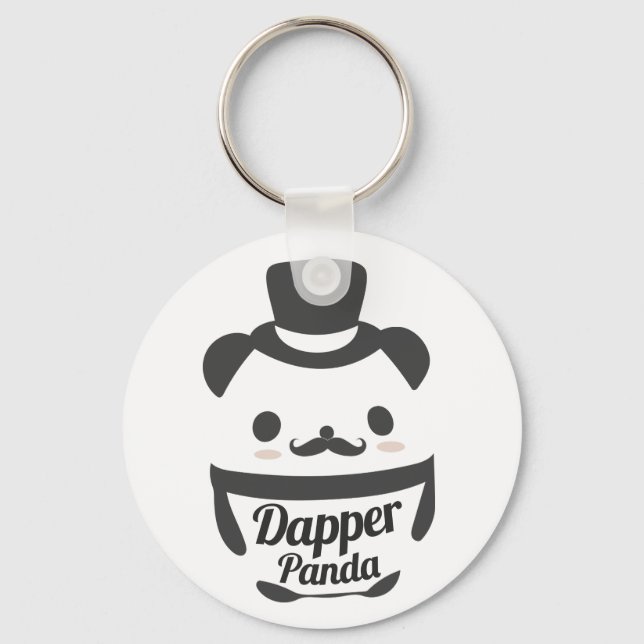Cute Dapper Panda Wearing Top hat Nyckelring (Framsida)