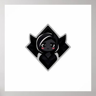 Cute Dark Female Character in Diamond Frame Poster