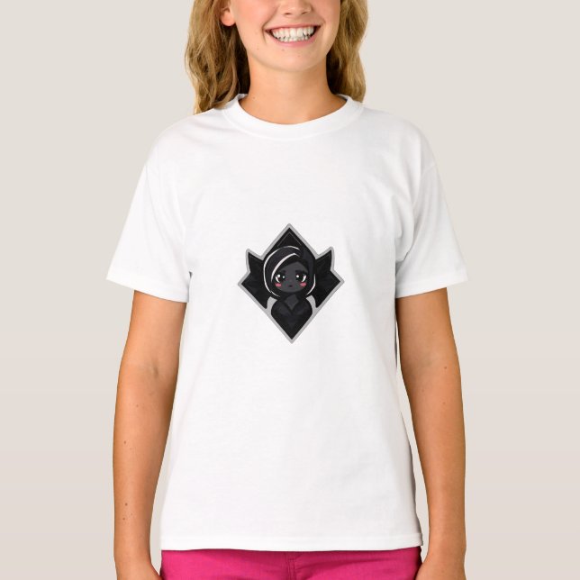 Cute Dark Female Character in Diamond Frame T Shirt (Framsida)