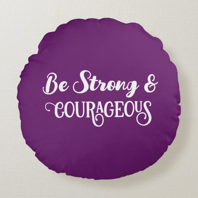 Cute Dark Purple Strong and Courageous Simple Rund Kudde (Framsidan)