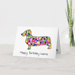 Cute Daschund Hund Mosaic Birthday Kort