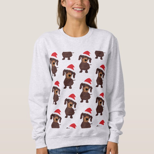Cute Daschund Mönster Sweatshirt T Shirt (Framsida)