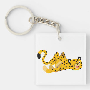 Cute Dash Tecknad Cheetah Acrylic Keychain