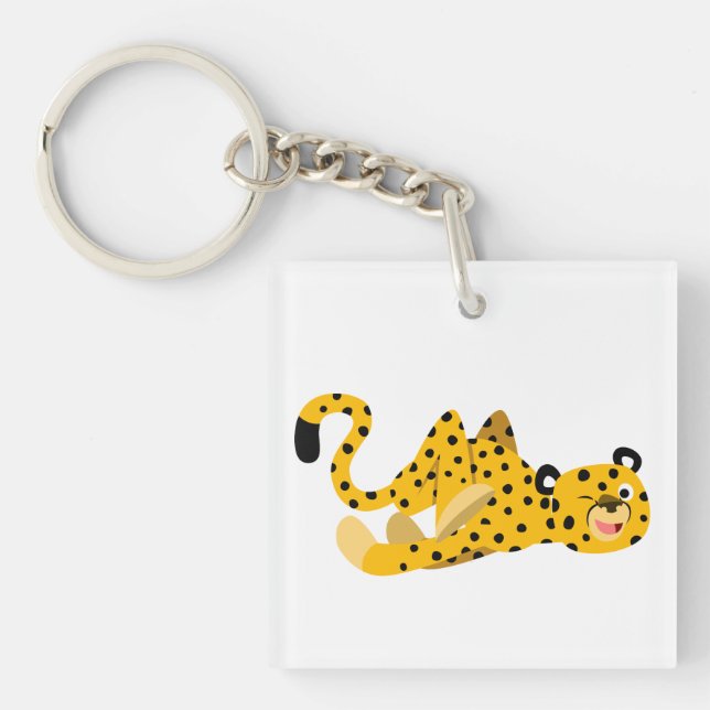 Cute Dash Tecknad Cheetah Acrylic Keychain (Framsidan)