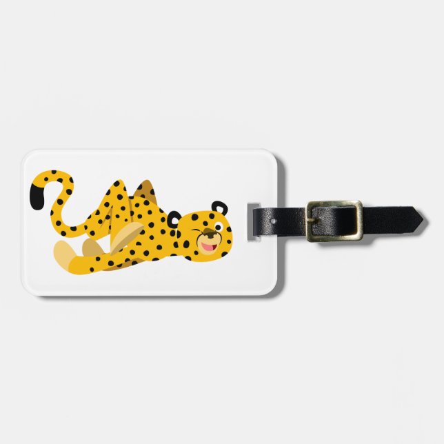 Cute Dash Tecknad Cheetah Luggage Tag Bagagebricka (Horisontell Framsida)