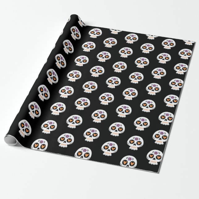 Cute Day of the dead Sugar Skull Presentpapper (Utrullad)