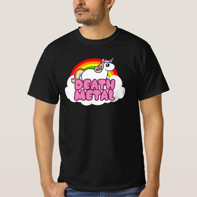 Cute Death Metall Unicorn Rainbow Heavy Scary T Shirt (Framsida)