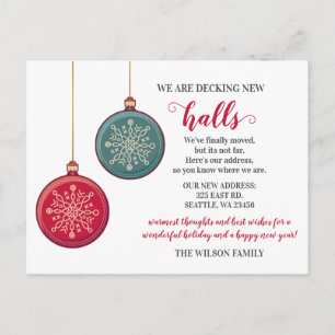 Cute Decemalte New Halls Flytta Notification Vykort