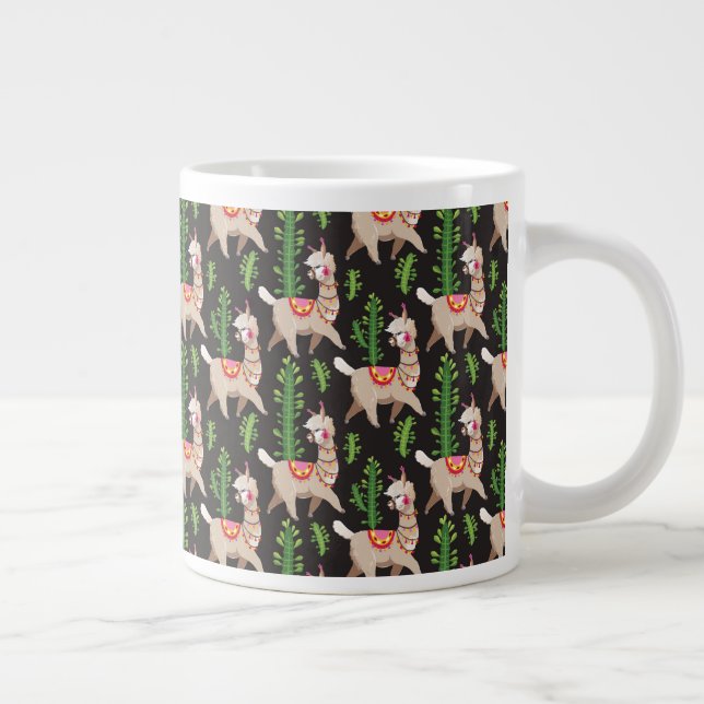 Cute Decorated Llamas Mönster Jumbo Mugg (Höger)