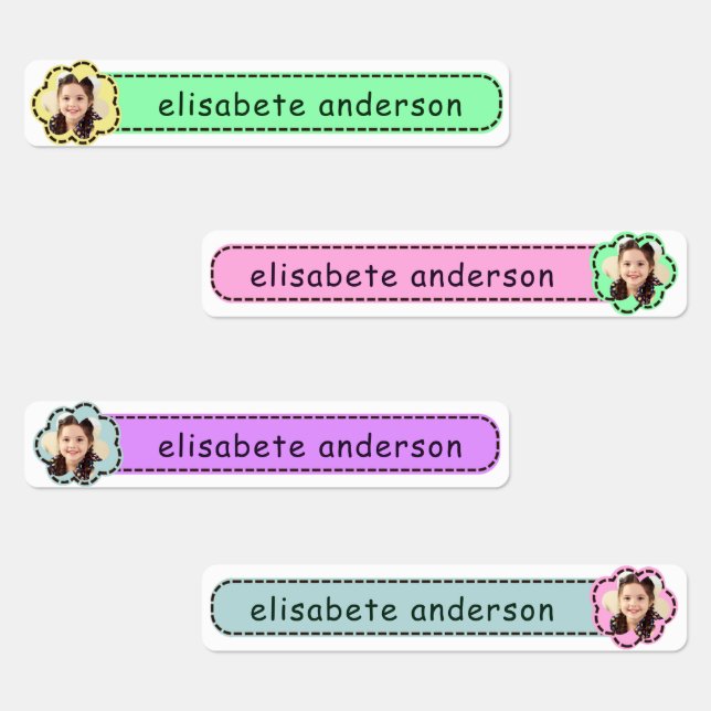 Cute Decorative Anpassningsbar Photo Namn bricka v Klistermärke (Grupp)