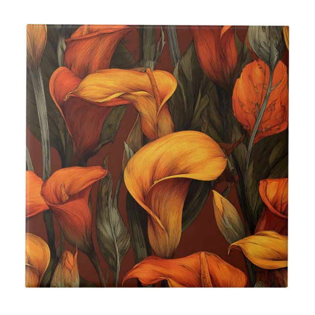 Cute Decorative Calle Lilies Tiles  For Home Floor Kakelplatta (Framsidan)