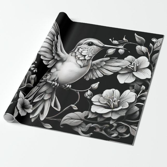 Cute Decorative Hummingbird Presentpapper (Utrullad)