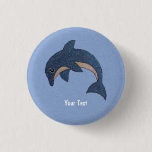 Cute Deep Blue Sparking Jumping Dolphin Knapp