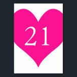 Cute Deep-Rosa numrerat hjärta Bordsnummer<br><div class="desc">Enkelt söt hjärtform i en djup skugga av rosa med vitt bordsnummer för bröllop.</div>